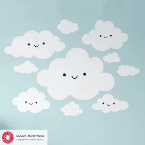 Happy Clouds Fabric Wall Decal