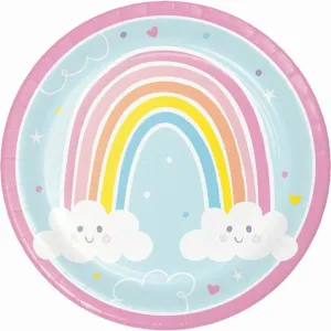 Happy Rainbow Dinner Plates 8ct, 9in