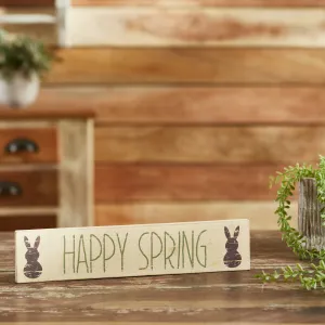 Happy Spring Wooden Sign 3x14