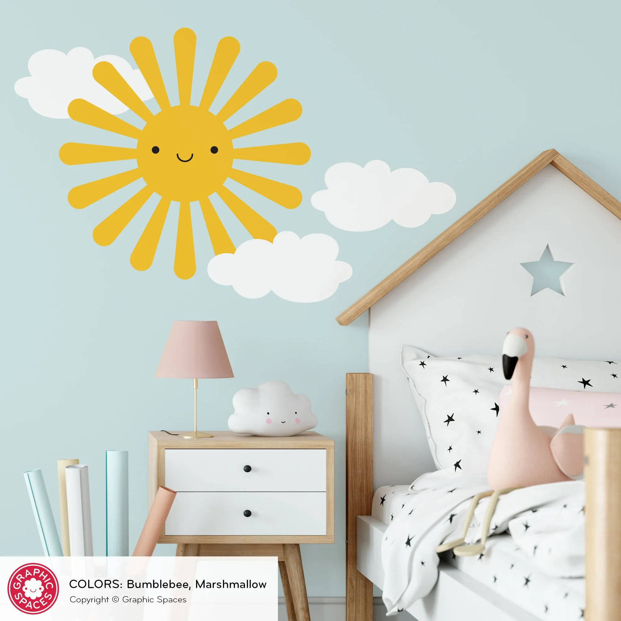 Happy Sun Fabric Wall Decal