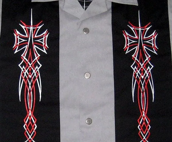 Hard Chrome Iron Cross Gray Work Shirt