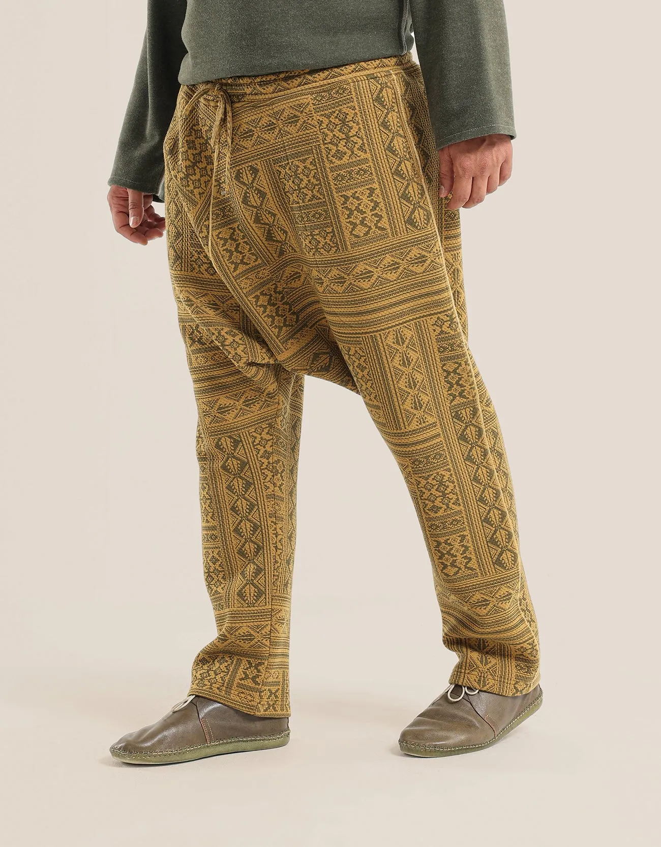 Harem pants in printed cotton blend