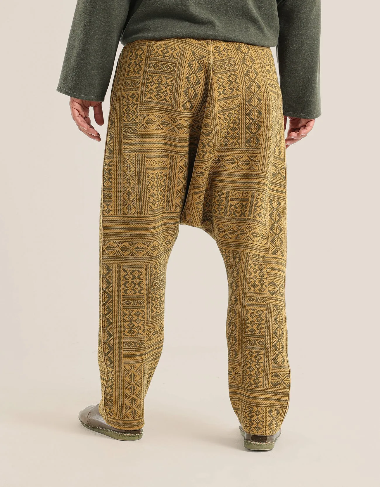 Harem pants in printed cotton blend