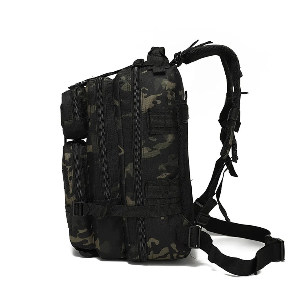 HARGLESMAN 30L Military Tactical Sport Camping Hiking Bag Oxford Nylon Backpack for Climb,Black Camo