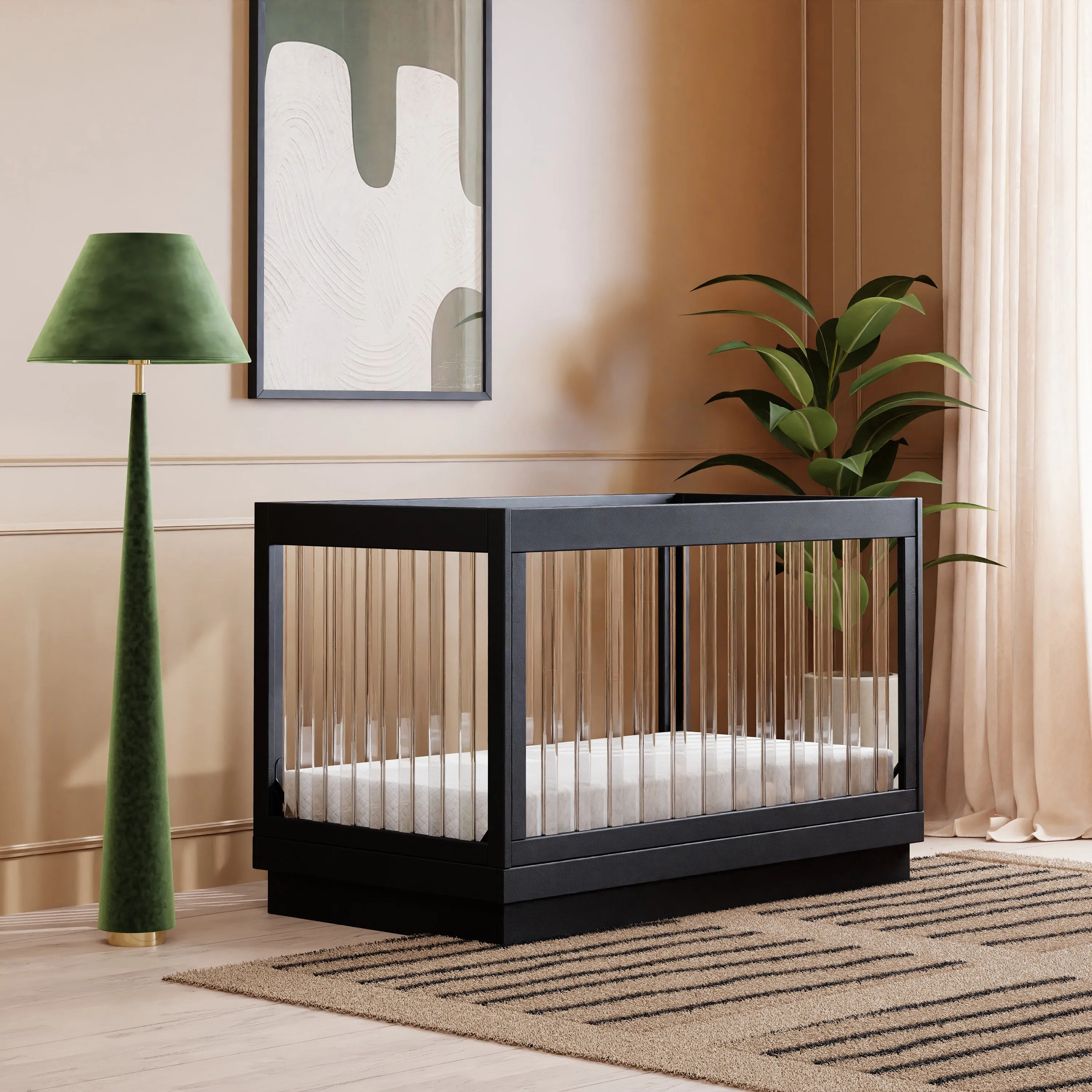 Harlow Acrylic 3-in-1 Convertible Crib with Toddler Bed Conversion Kit