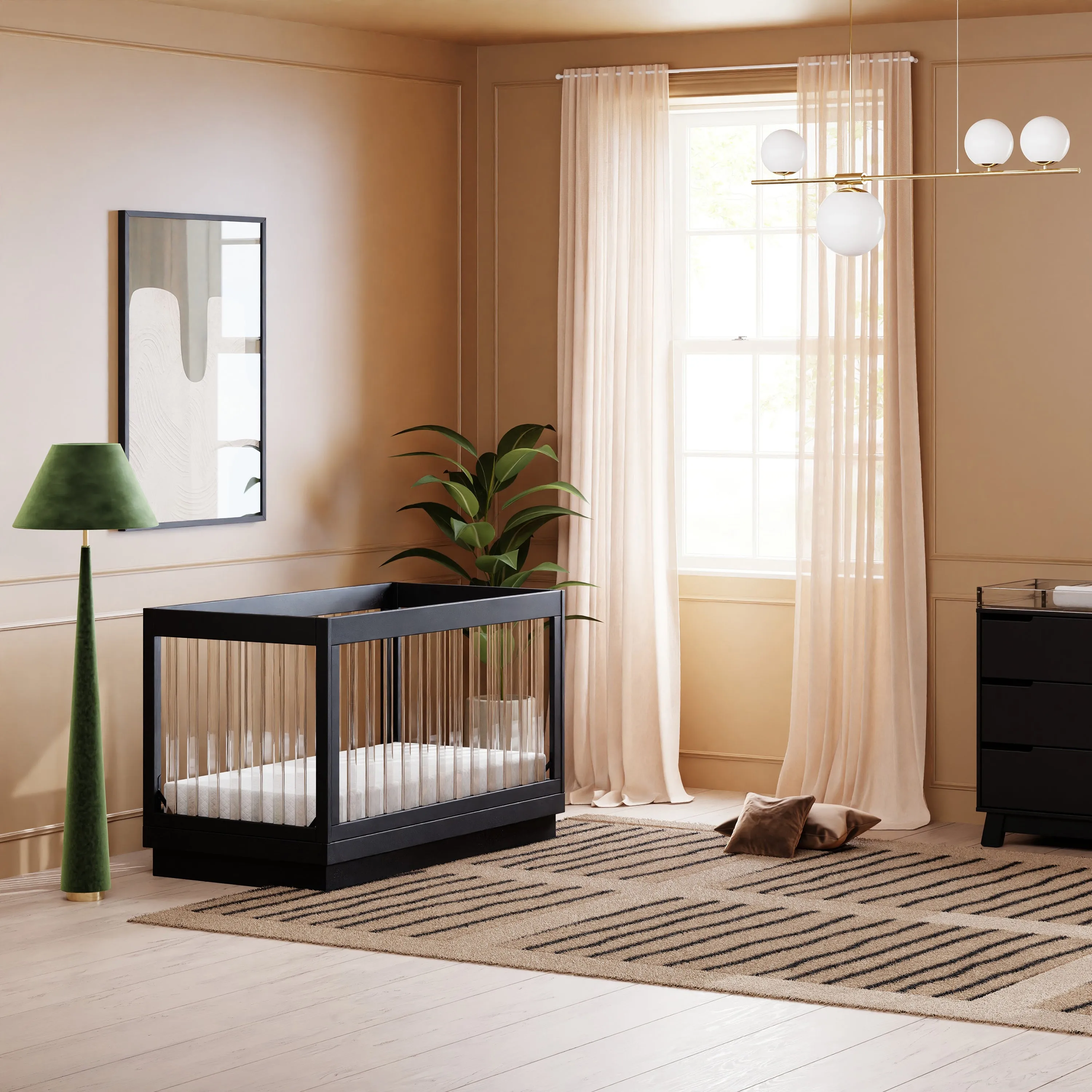 Harlow Acrylic 3-in-1 Convertible Crib with Toddler Bed Conversion Kit