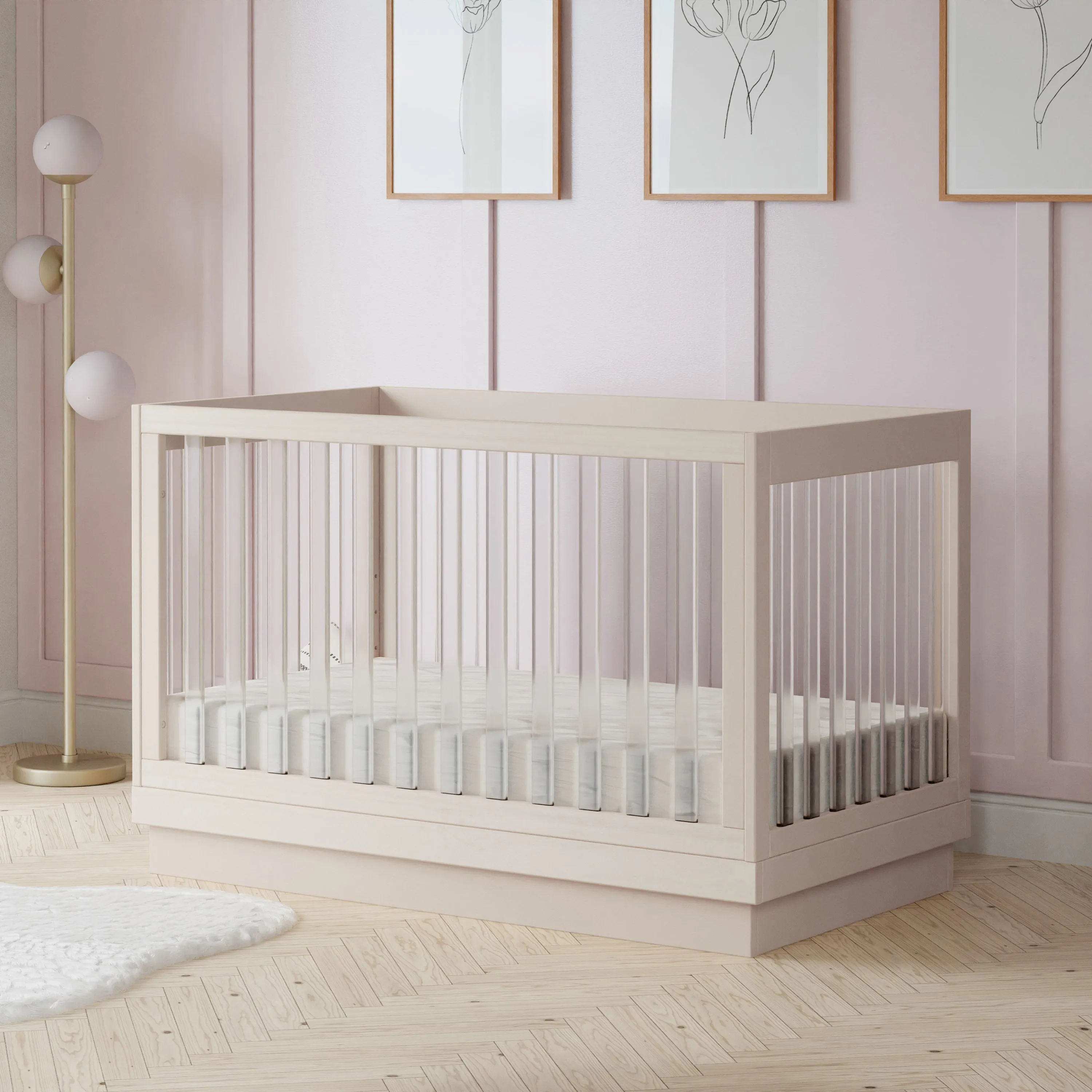 Harlow Acrylic 3-in-1 Convertible Crib with Toddler Bed Conversion Kit