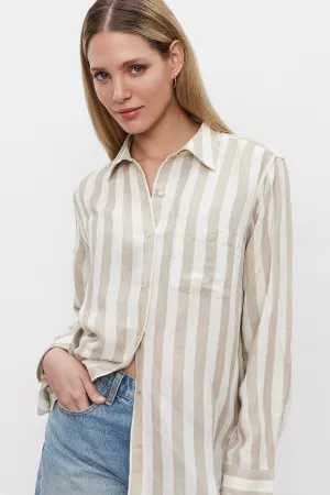 HARLOW STRIPED LINEN BUTTON-UP SHIRT