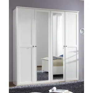 Harmony 4 Doors 2 Mirrors White Wardrobe