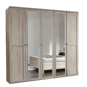 Harmony 5 Doors 3 Mirrors Oak Wardrobe