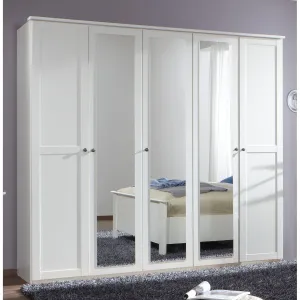 Harmony 5 Doors 3 Mirrors White Wardrobe