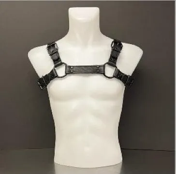 Harness - Black Leather with Black Buckle Hardware - XL