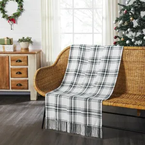 Harper Plaid Green White Runner Fringed