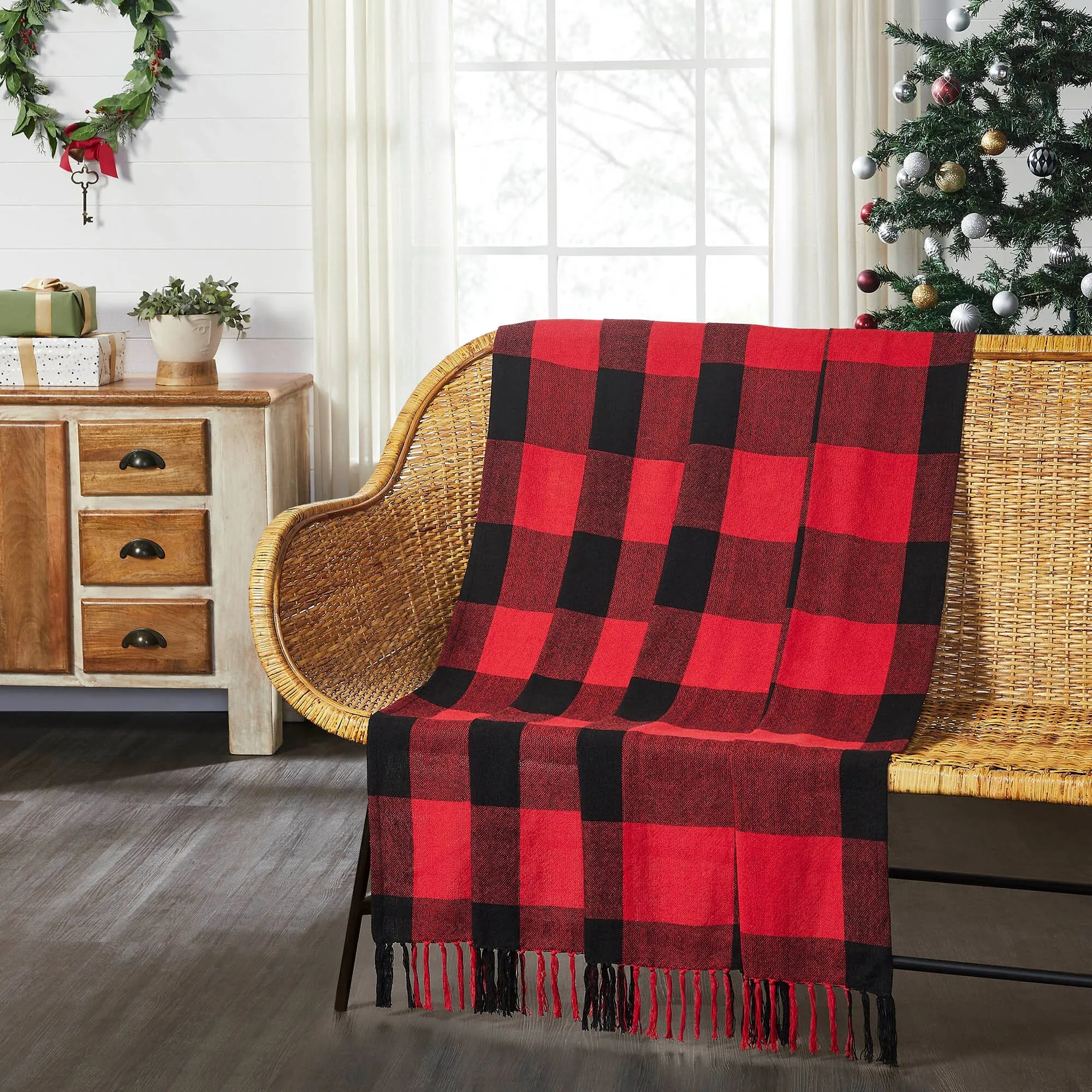 Harper Red Check Woven Throw