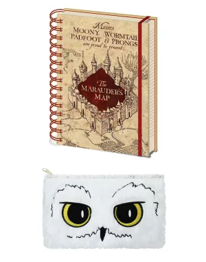 Harry Potter Hogwarts Pencil Case and Marauders Map Notebook Stationary Set