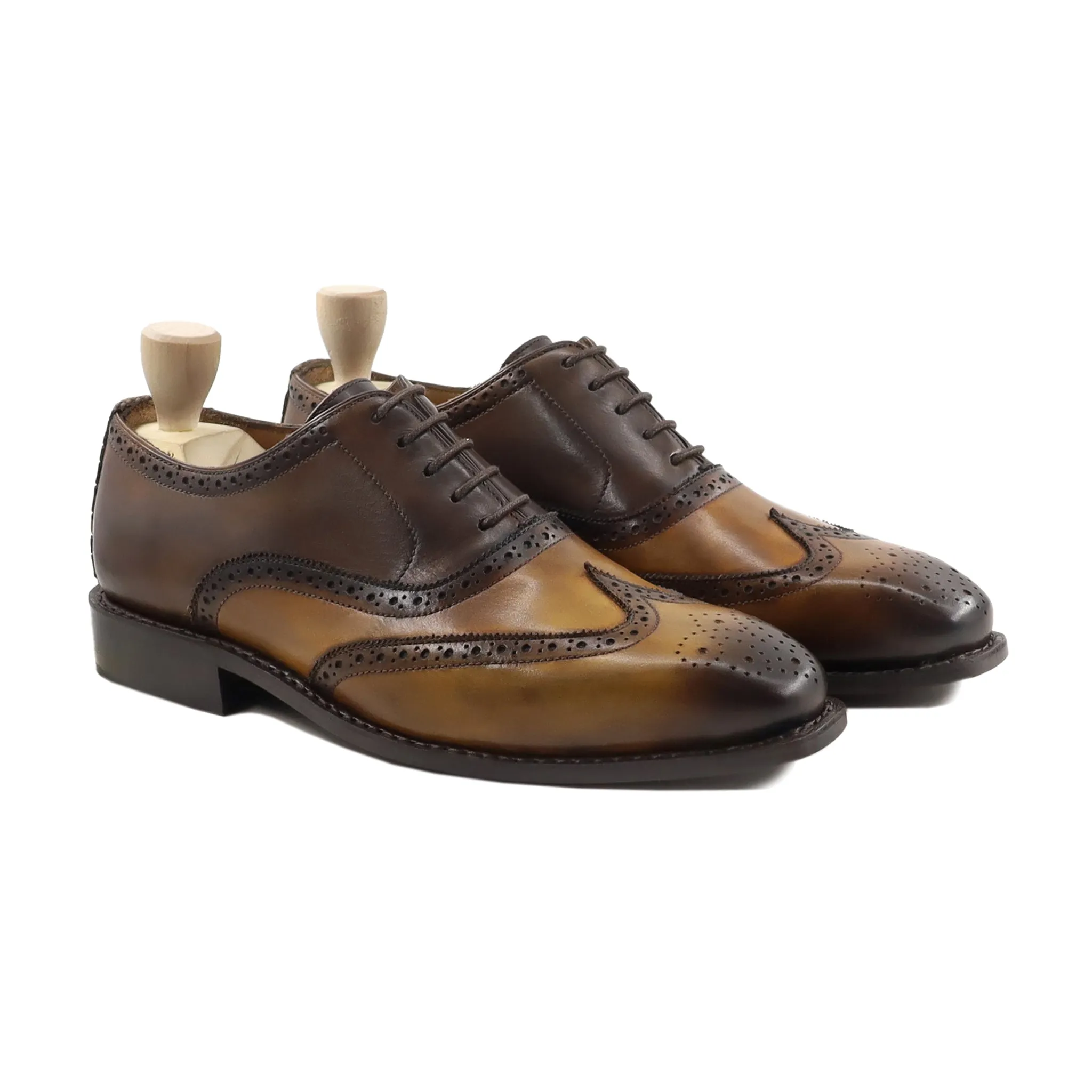 Harvana - Men's Burnished Tan Brown Calf Leather Oxford Shoe