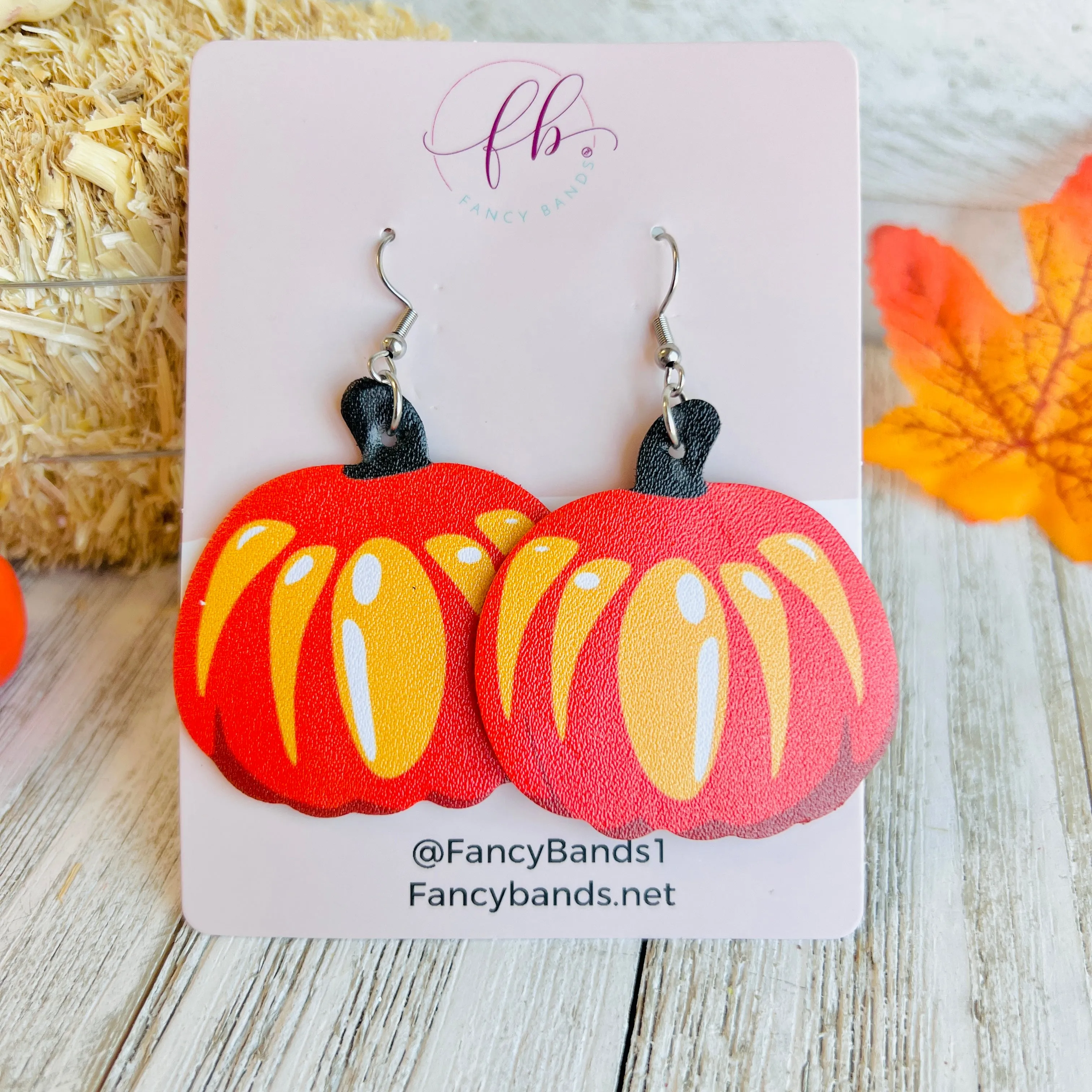 Harvest Pumpkin Shaped Faux Leather Drop Ear Bling