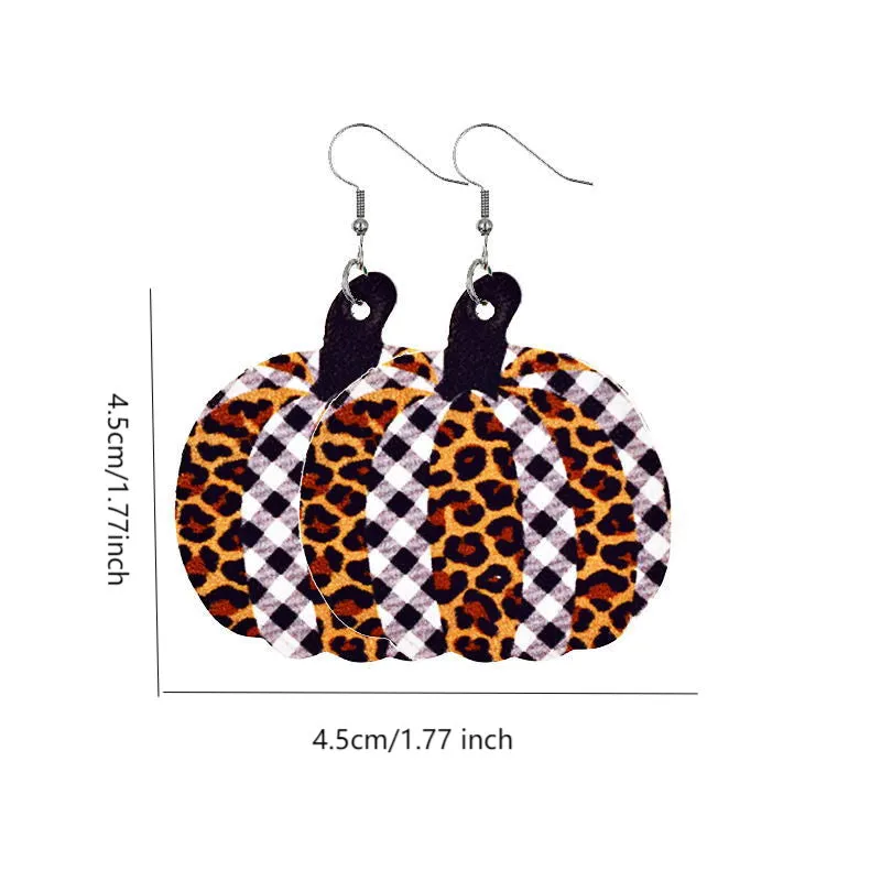 Harvest Pumpkin Shaped Faux Leather Drop Ear Bling