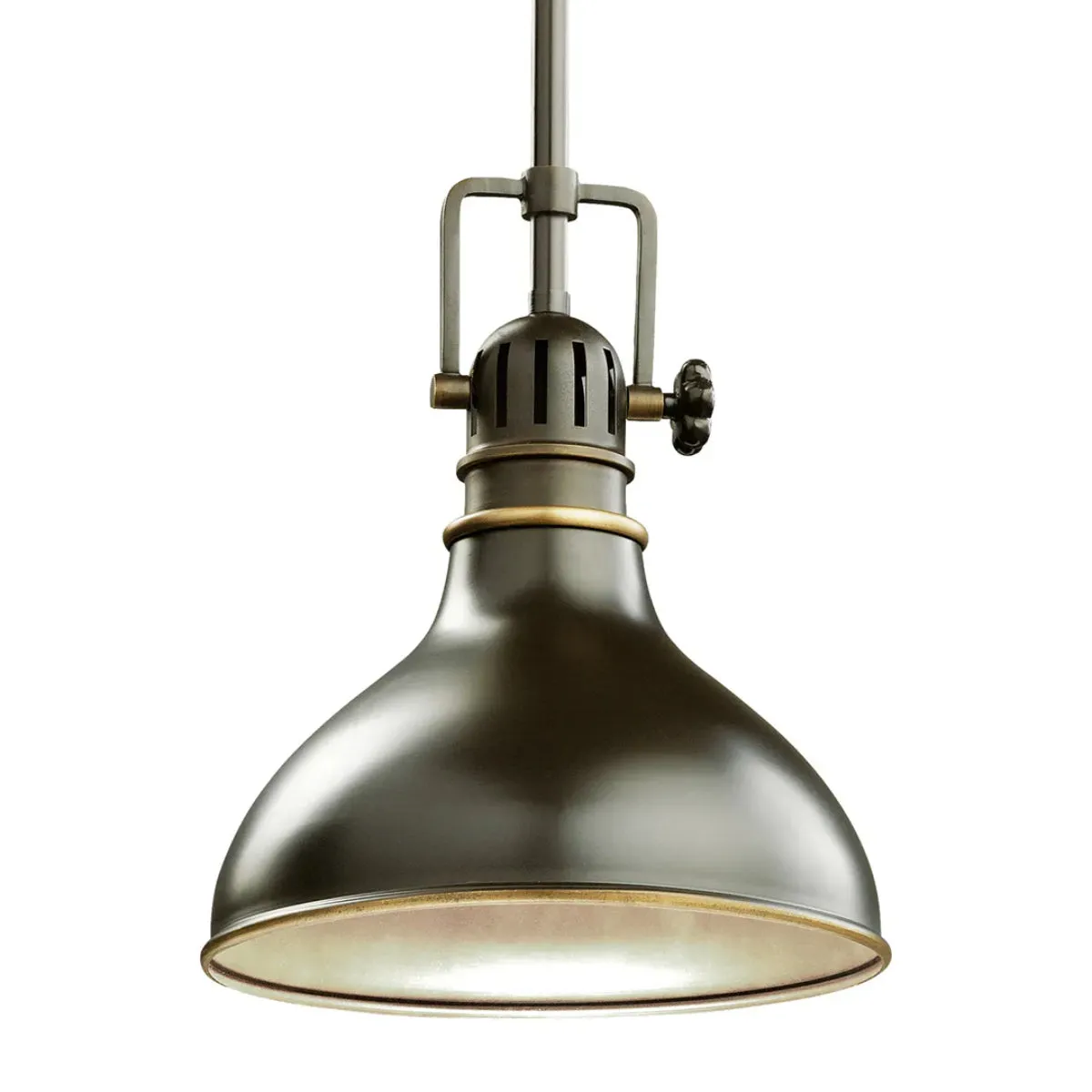 Hatteras Bay 10" 1-Light Mini Pendant Light with Clear fresnel glass, Olde bronze Finish