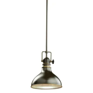 Hatteras Bay 10" 1-Light Mini Pendant Light with Clear fresnel glass, Olde bronze Finish