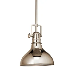 Hatteras Bay 10" 1-Light Mini Pendant Light with Clear fresnel glass, Polished nickel Finish