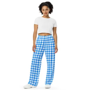 Hattie Beyond Blue Gingham Wide-Leg Lounge Pants | Pinup Couture Relaxed