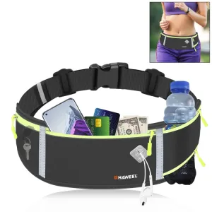 HAWEEL Running Belt Waist Fanny Pack Bag Sports Waterproof Waist Phone Pocket(Black)