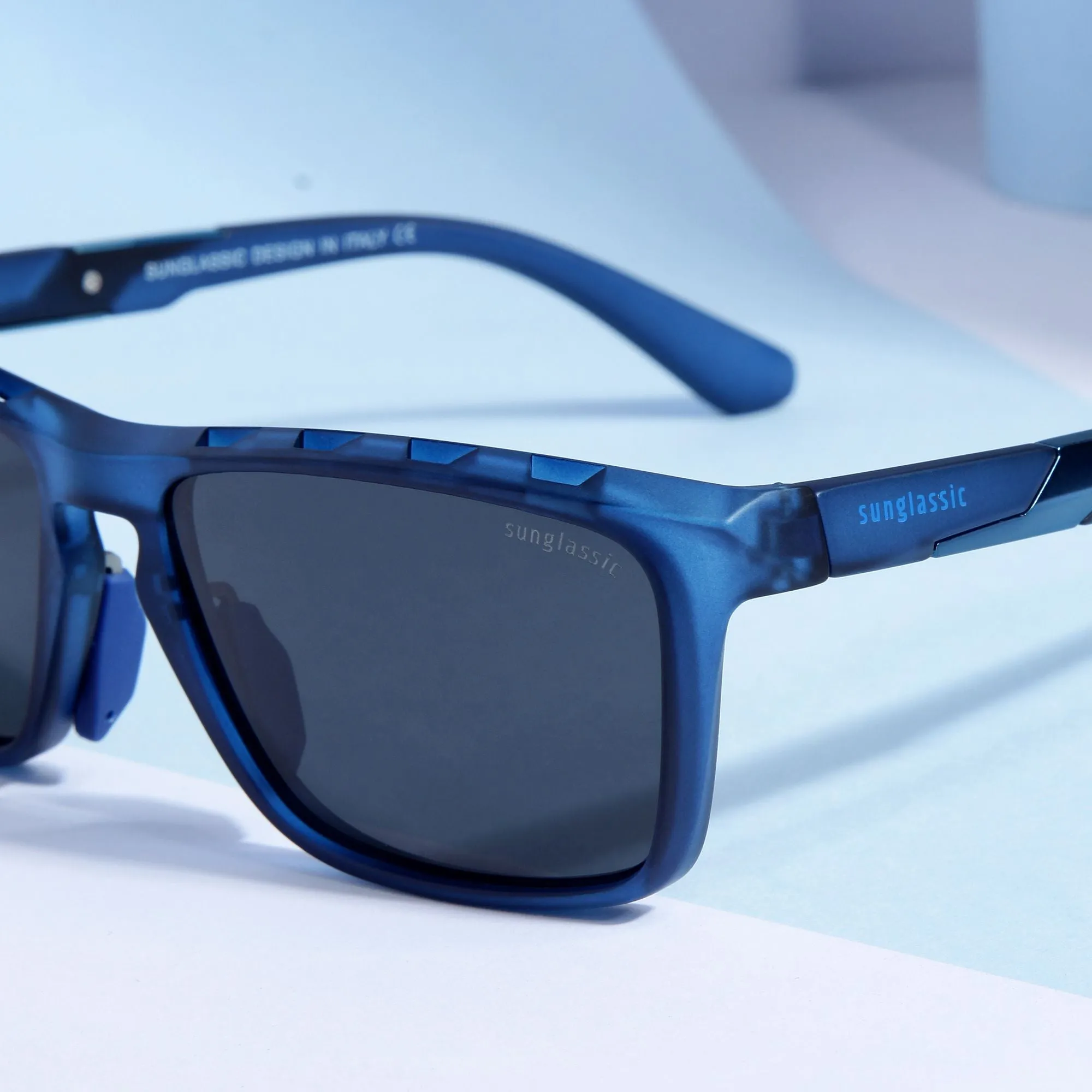 Hawk Blue Black Polarized Rectangle TR90 Sunglasses