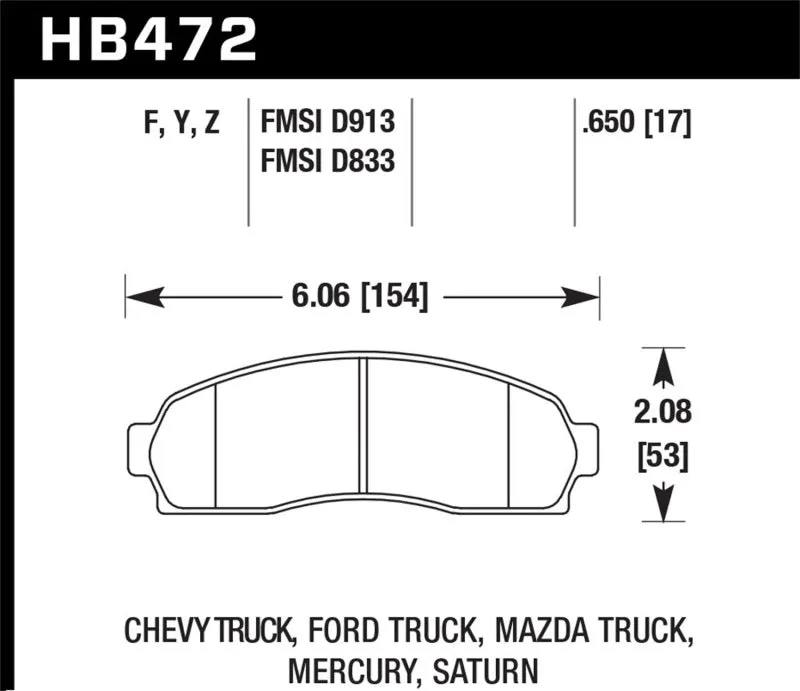 Hawk HPS Street Brake Pads - HB472F.650