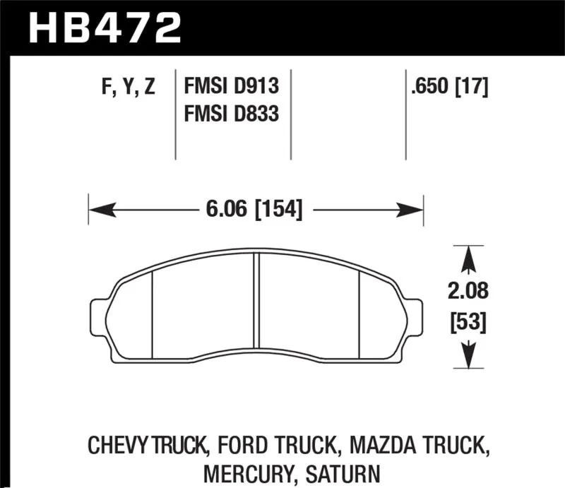 Hawk HPS Street Brake Pads - HB472F.650