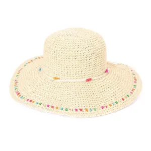 Hazy Blue WOVEN WIDE BRIM STRAW Womens Hat