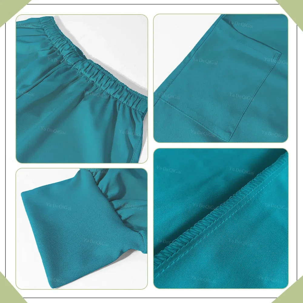 HC - Medical Scrub Uniform: Zippered top and pocket pants, ideal for salons and vet clinics