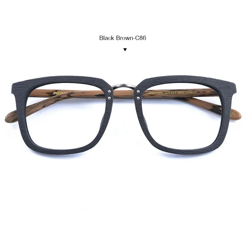 Hdcrafter Men's Eyeglasses Wood Glasses Frames Square Ps7085