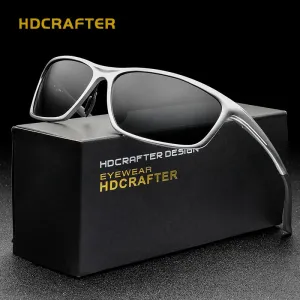 Hdcrafter Men's Full Rim Aluminum Magnesium Rectangle Frame Polarized Sunglasses L2179