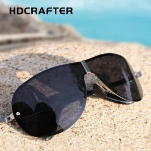 Hdcrafter Men's Full Rim Rectangle Oval Alloy Frame Polarized Sunglasses