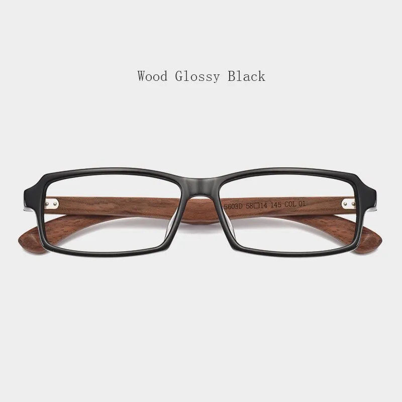 Hdcrafter Men's Full Rim Rectangle Wood Frame Eyeglasses 5603