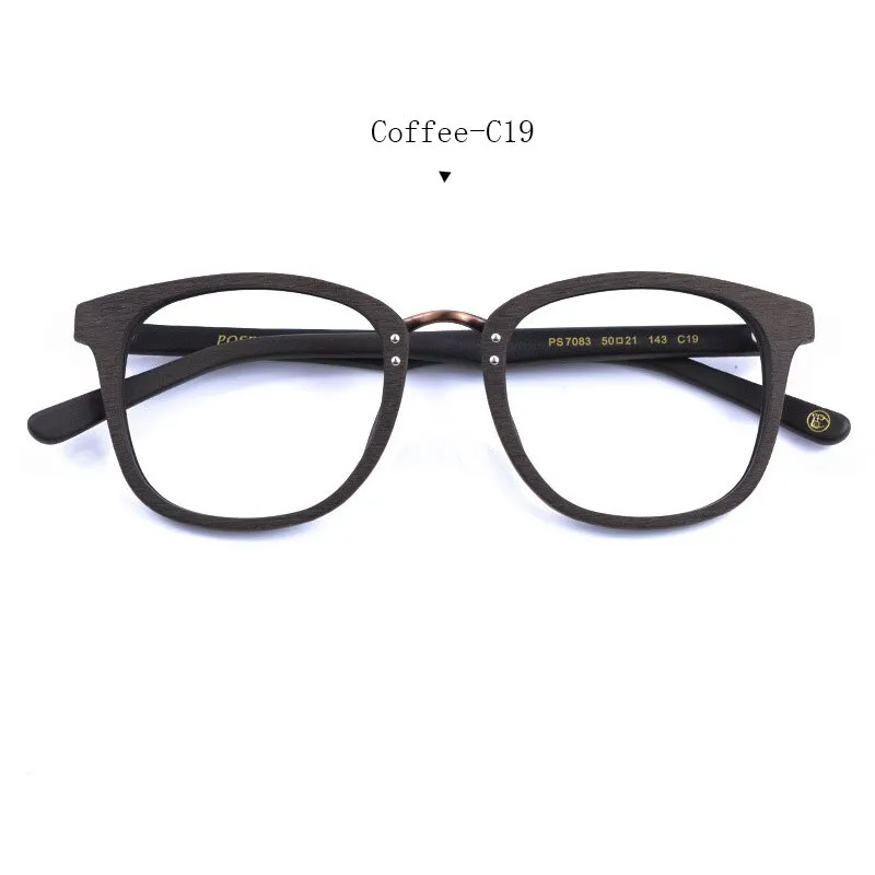 Hdcrafter Men's Full Rim Round Metal Wood Frame Eyeglasses Ps7083