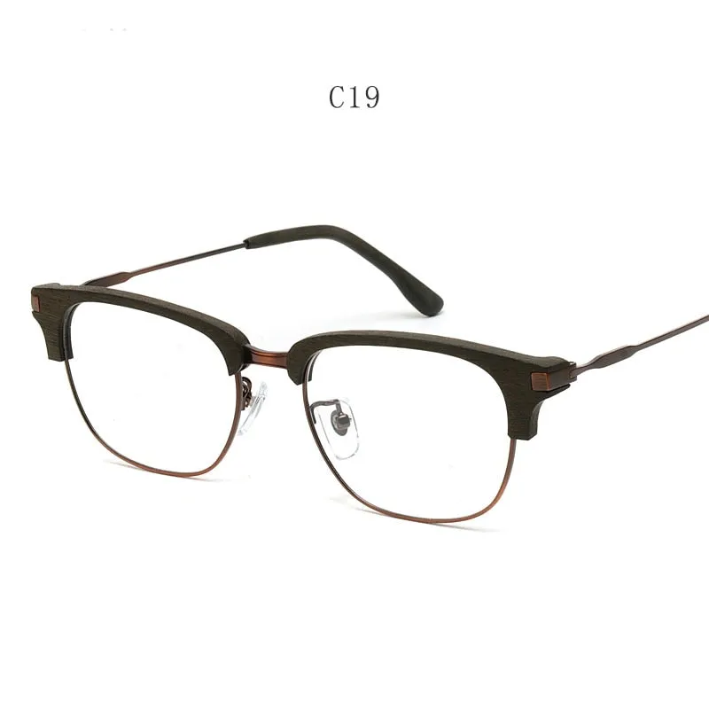 Hdcrafter Men's Full Rim Square Wood Eyeglasses GA00345