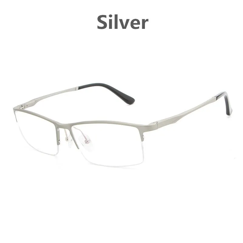 Hdcrafter Men's Semi Rim Rectangular Alloy Frame Eyeglasses Lp6263