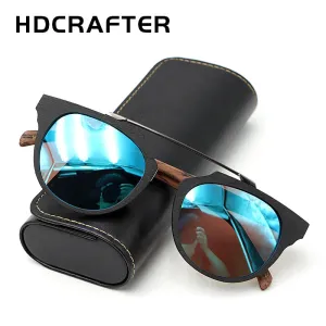 Hdcrafter Unisex Full Rim Cat Eye Wooden Acetate Frame Polarized Sunglasses Ps7177