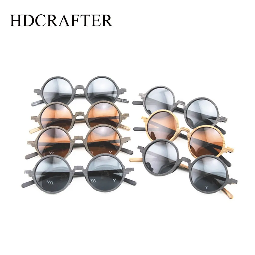 Hdcrafter Unisex Full Rim Round Bamboo Wood Handcrafted Polarized Sunglasses 8843