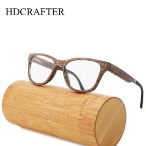 Hdcrafter Unisex Full Rim Square Cat Eye Wood Eyeglasses 56306