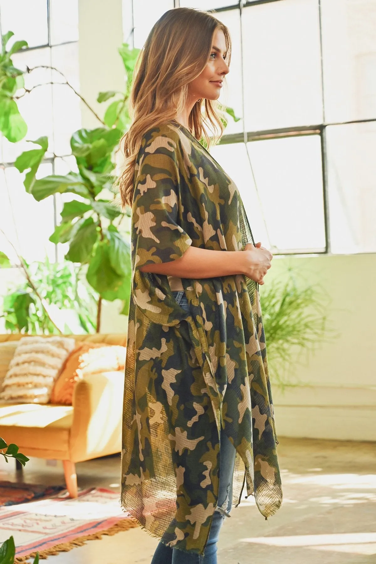 Hdf3082 - Camouflage Kimono