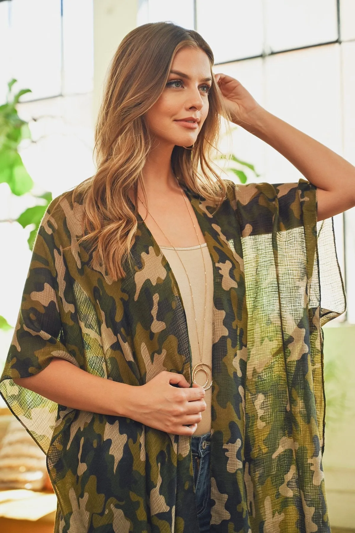 Hdf3082 - Camouflage Kimono