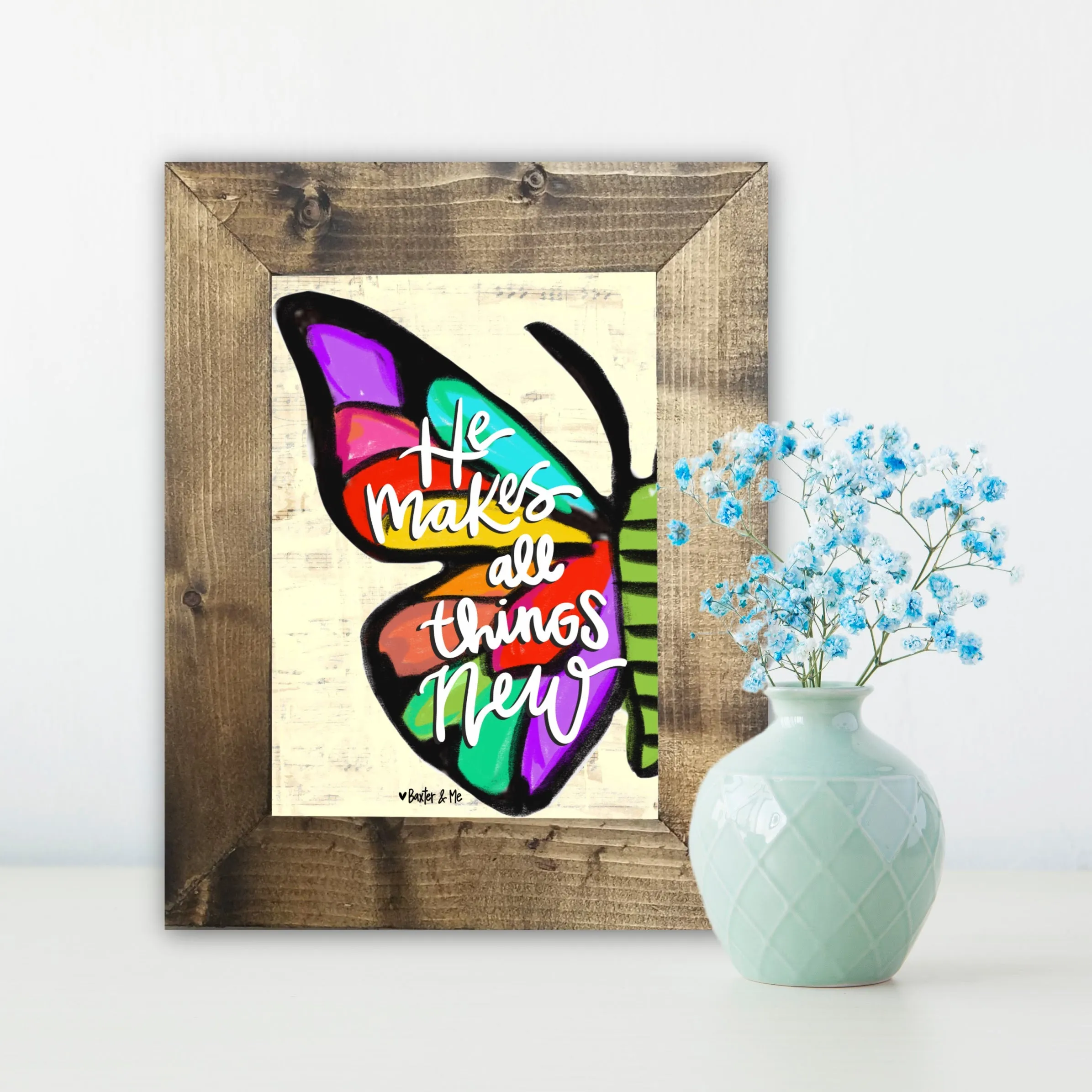 He Makes All Things New Butterfly Framed Art - 8" x 10"