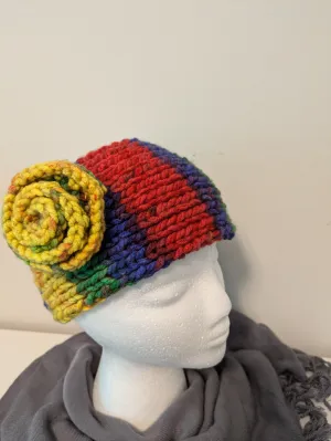 Headband Earwarmer - Flower style - Color: Primary Multi