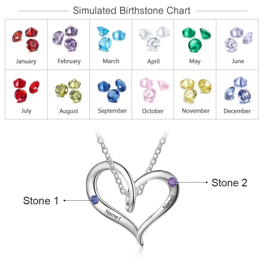 Heart Charm Necklace- 3-Name Engraving Necklace Trendy Necklace for Women