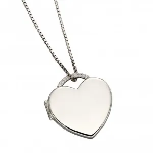 Heart Cubic Zirconia Pave Locket Pendant P4898C