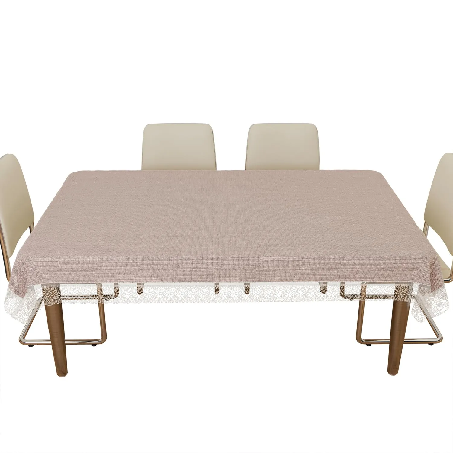 Heart Home Dining Table Cover | Kitchen Dining Tablecloth | 6 Seater Dining Table Cover | Dining Table Cover for Hall Décor | Plain Texture Tablecloth | DTC | 60x90 | Beige