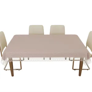 Heart Home Dining Table Cover | Kitchen Dining Tablecloth | 6 Seater Dining Table Cover | Dining Table Cover for Hall Décor | Plain Texture Tablecloth | DTC | 60x90 | Beige